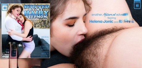 Mature lesbian sports a full bush while seducing her young stepdaughter
