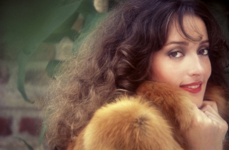 Vintage model Isabella Ardigo poses in her hot lingerie & shows her furry cunt