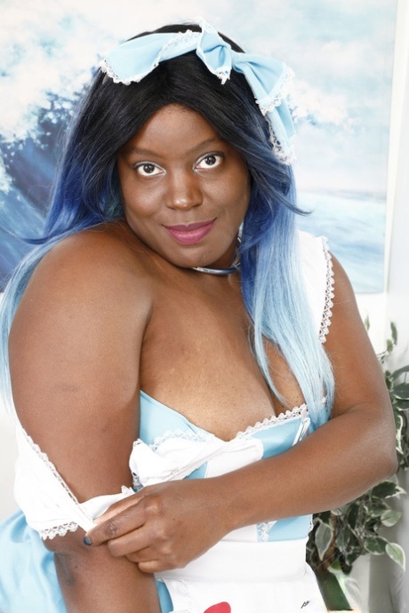 Ebony BBW Ana Algos shows her huge black booty and pussy in a solo