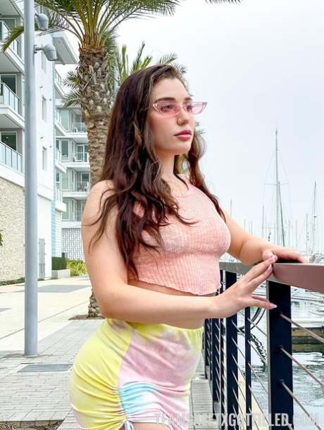 Gorgeous teen Lily Lou rides a big dick after teasing in a bikini in public