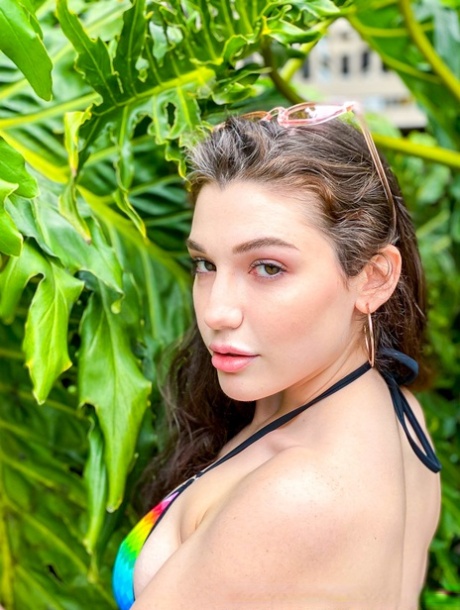Gorgeous teen Lily Lou rides a big dick after teasing in a bikini in public