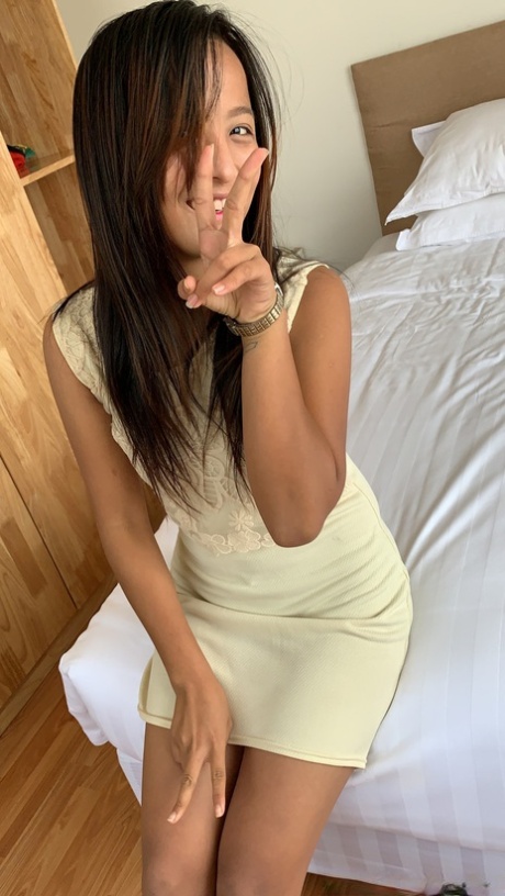 Asian girl Sam shows off her petite body while stripping for some POV sex