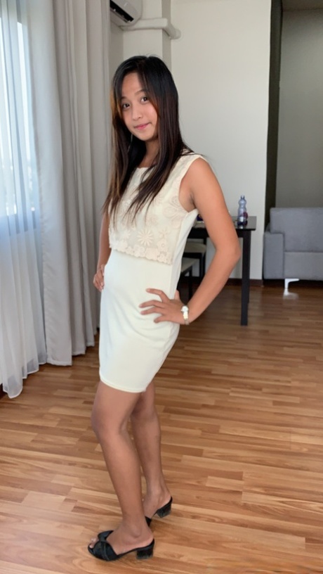 Asian girl Sam shows off her petite body while stripping for some POV sex