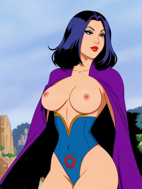 Curvy Hentai babe Raven shows off her big tits & her bald puffy pussy