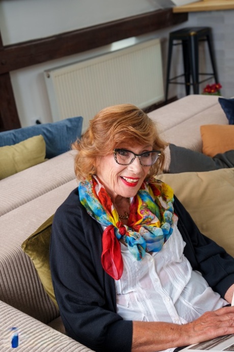 Chubby granny Petra blows and fucks a young dude's enormous dick